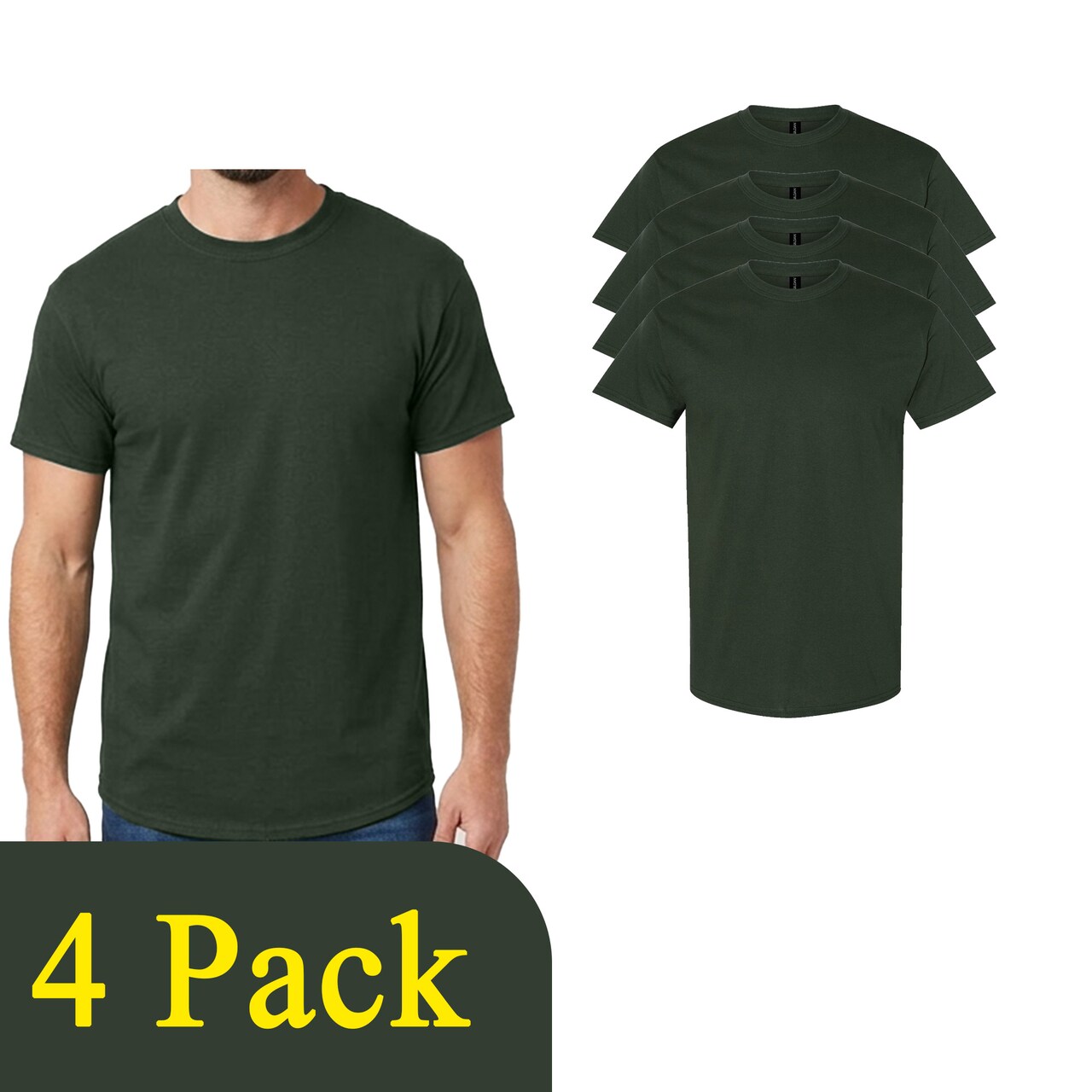 Gildan Heavy Cotton Forest Green Craft Blank T-Shirt Bundle for DIY Printing (2–14 Pack)